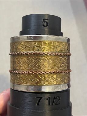 Mixed metals tri-color 1.75” wide cuff bracelet - approx. a 7 on the cone